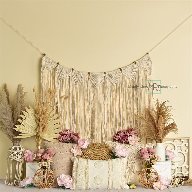Kate Floral Boho Makramee Hintergrundkulisse von Mandy Ringe Photography - Kate Backdrop.de