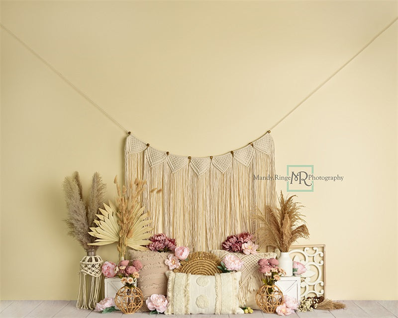 Kate Floral Boho Makramee Hintergrundkulisse von Mandy Ringe Photography - Kate Backdrop.de
