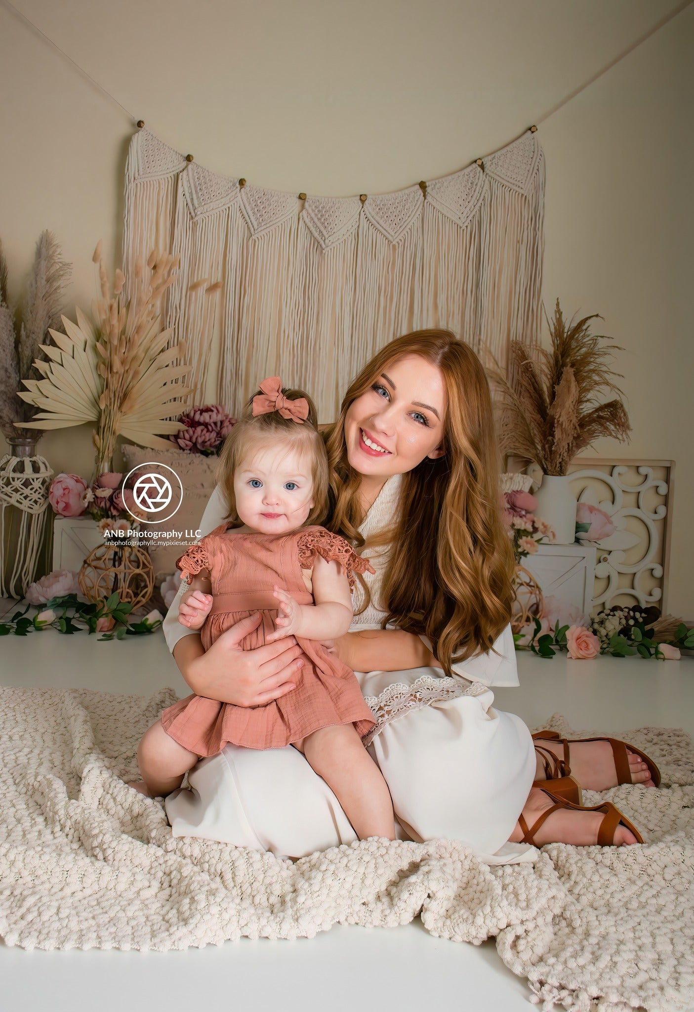 Kate Floral Boho Makramee Hintergrundkulisse von Mandy Ringe Photography - Kate Backdrop.de