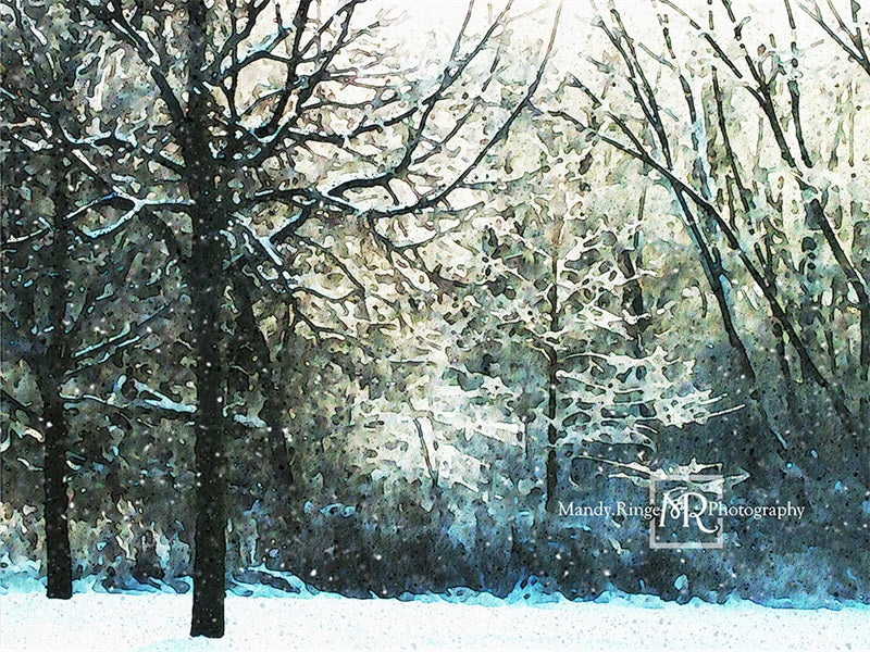 Kate Weihnachten Aquarell Winterwälder von Mandy Ringe Photography - Kate Backdrop.de