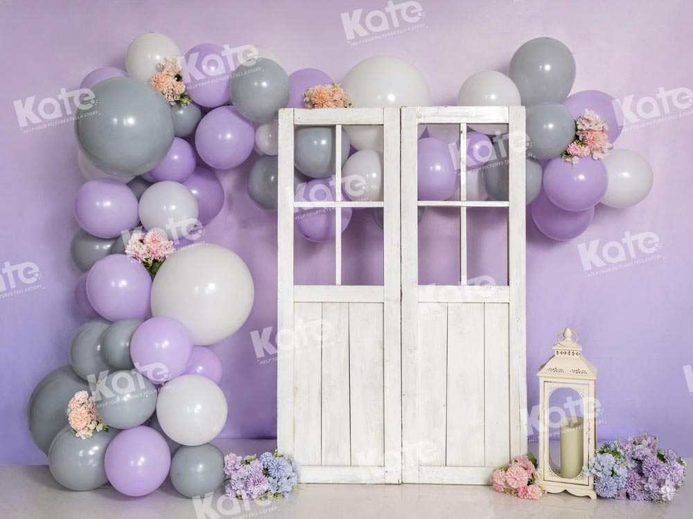 Kate Lila Luftballons Tür Geburtstag Hintergrundkulisse von Emetselch - Kate Backdrop.de