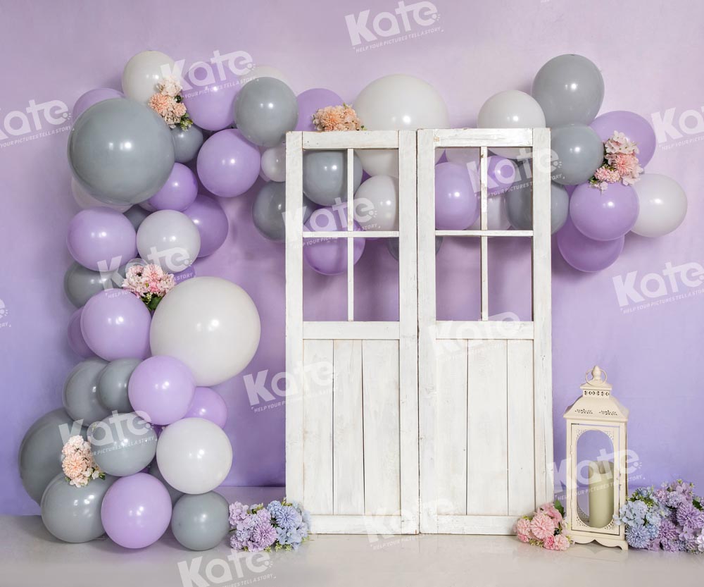 Kate Lila Luftballons Tür Geburtstag Hintergrundkulisse von Emetselch - Kate Backdrop.de
