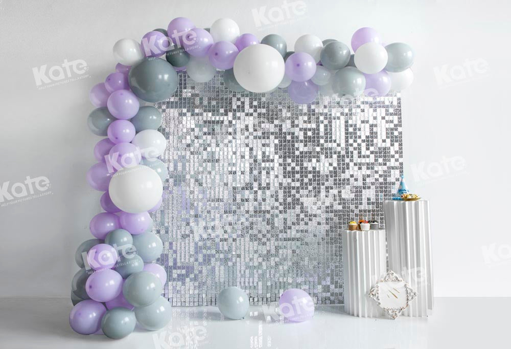 Kate Geburtstag Lila Ballons Glänzende Wandhintergrund von Emetselch - Kate Backdrop.de