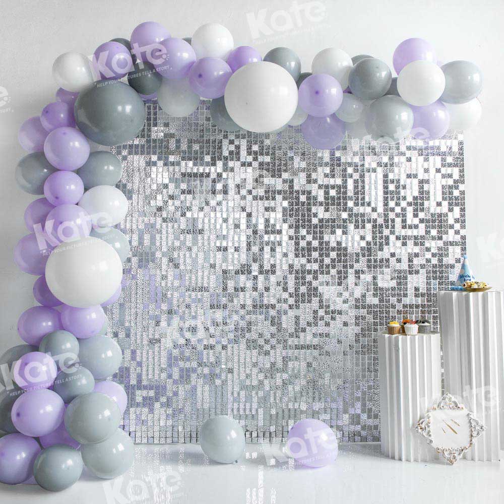 Kate Geburtstag Lila Ballons Glänzende Wandhintergrund von Emetselch - Kate Backdrop.de