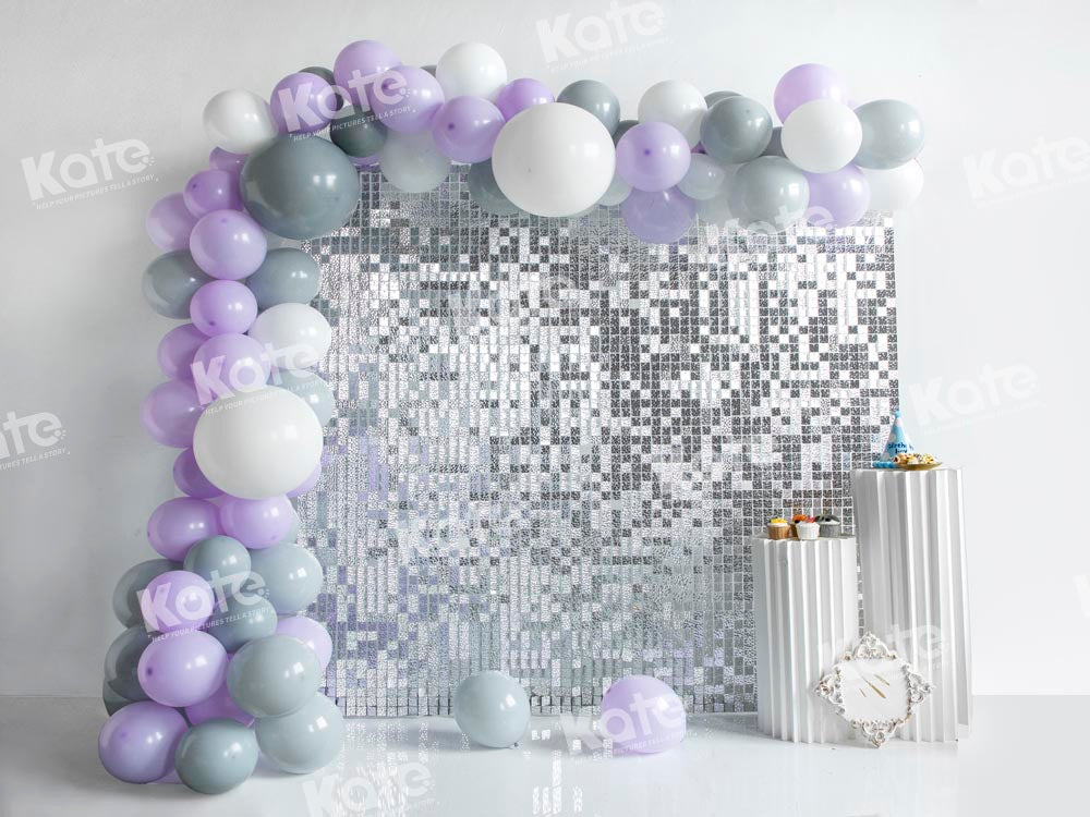 Kate Geburtstag Lila Ballons Glänzende Wandhintergrund von Emetselch - Kate Backdrop.de