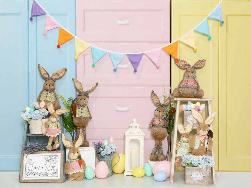 Kate Osterhase Bunte Schrankschublade Hintergrundkulisse von Emetselch - Kate Backdrop.de