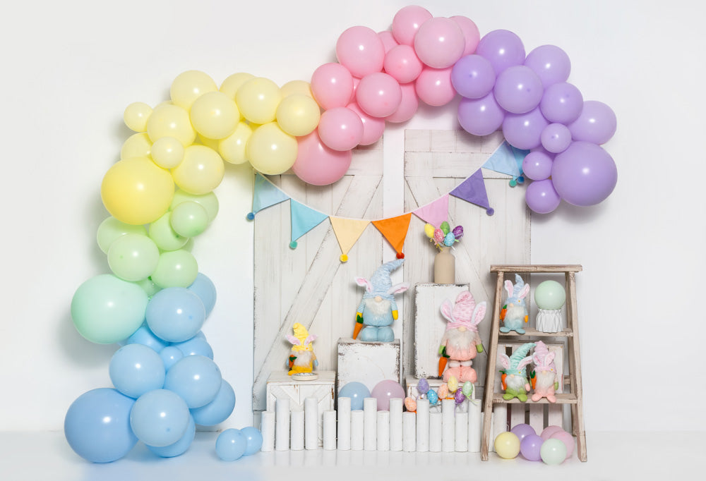 Kate Ostern Bunte Luftballons Tür Hintergrund von Emetselch - Kate Backdrop.de