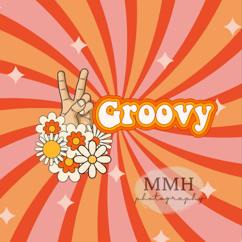 Kate 2 Groovy-1970s inspiriert 2. Geburtstag Frieden Thema Hintergrundkulisse von Melissa McCraw-Hummer - Kate Backdrop.de