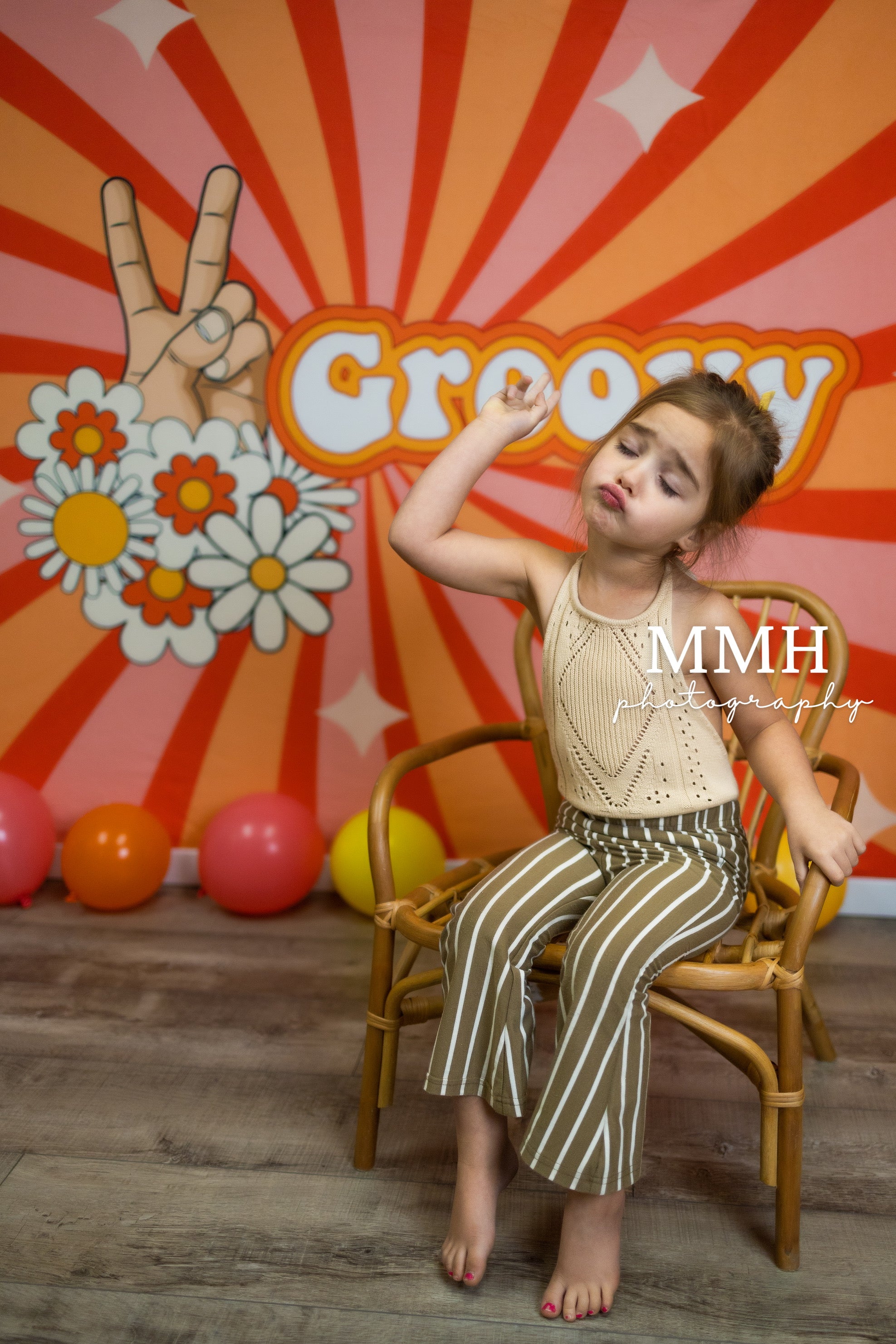 Kate 2 Groovy-1970s inspiriert 2. Geburtstag Frieden Thema Hintergrundkulisse von Melissa McCraw-Hummer - Kate Backdrop.de