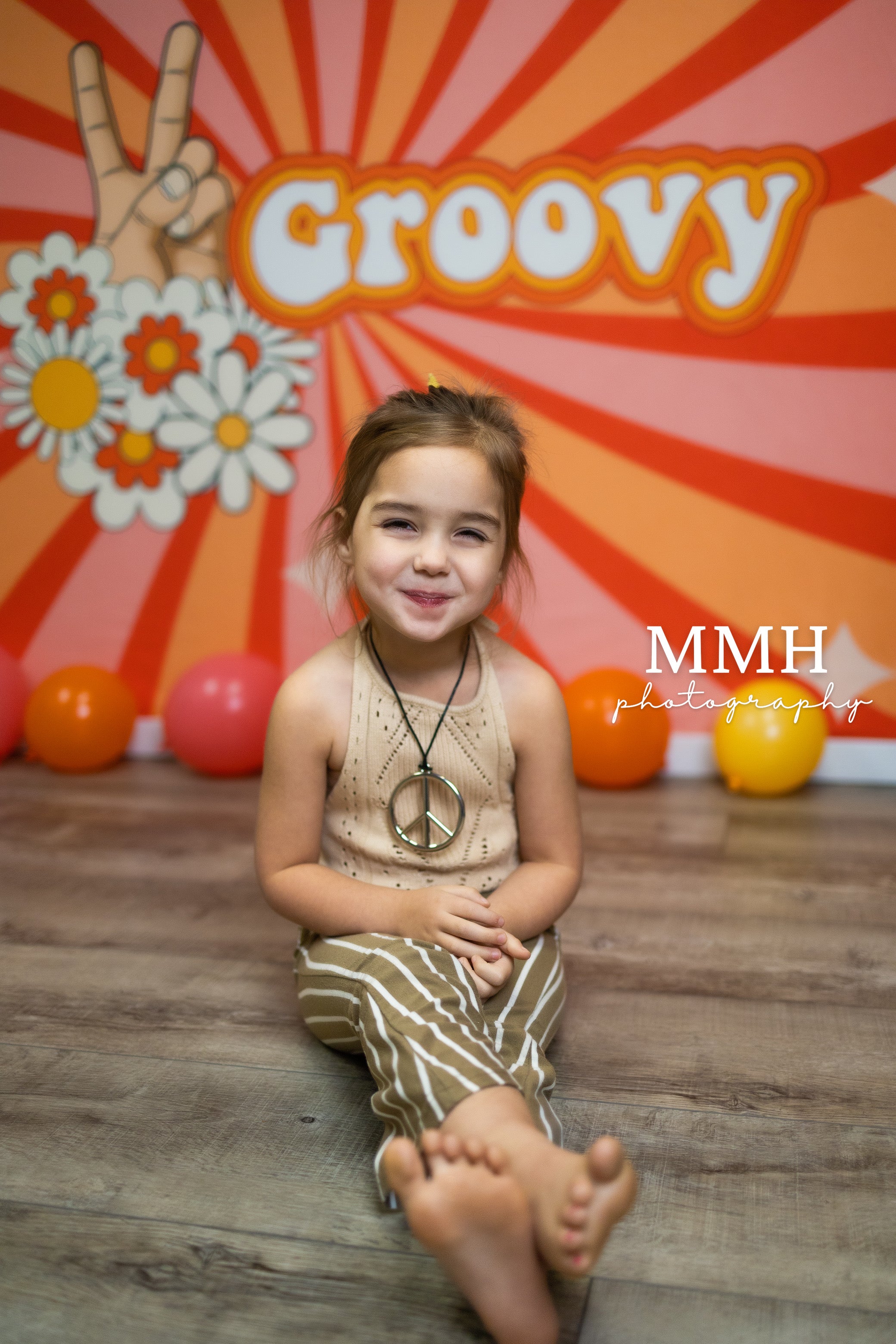 Kate 2 Groovy-1970s inspiriert 2. Geburtstag Frieden Thema Hintergrundkulisse von Melissa McCraw-Hummer - Kate Backdrop.de