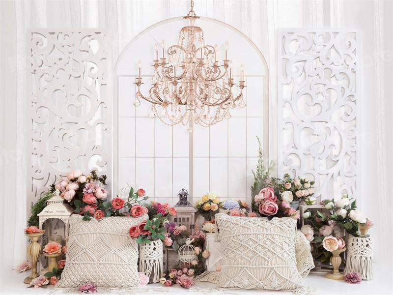 Kate Boho Frühling Kissen Kronleuchter Kulisse für Fotografie - Kate Backdrop.de
