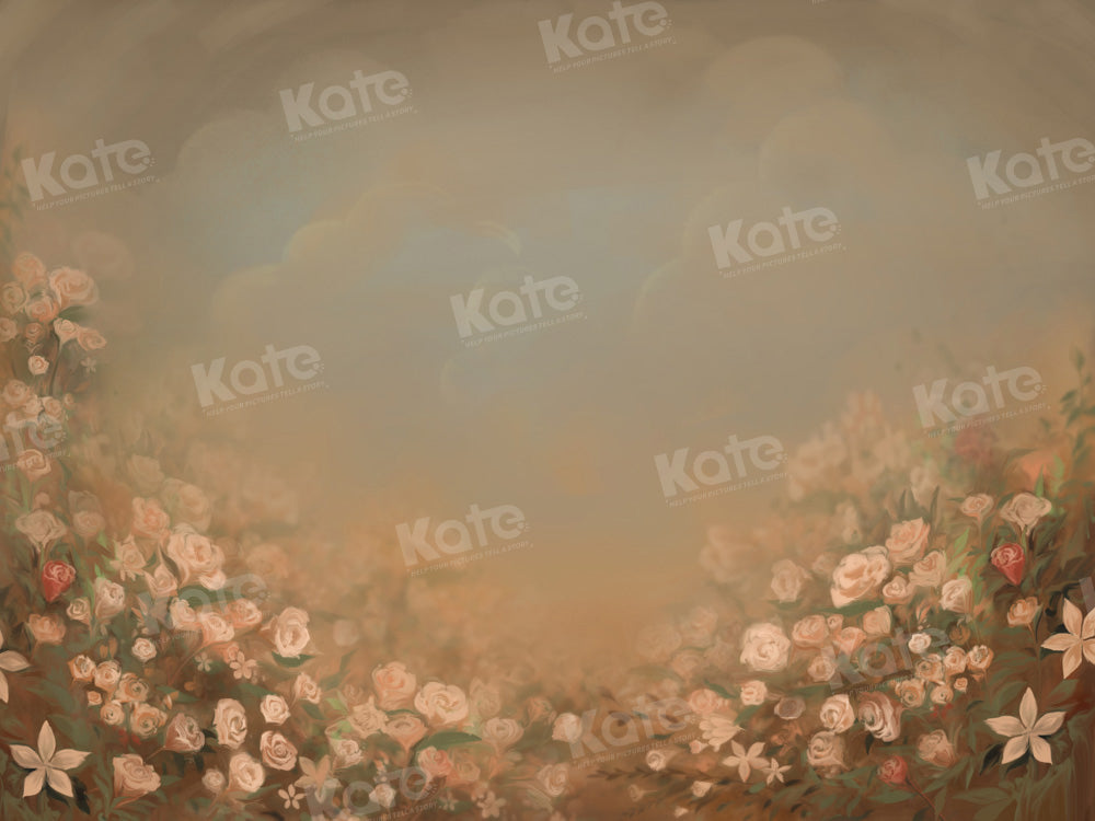 Kate Fine Art Floral Dunkel Orange Hintergrund von GQ - Kate Backdrop.de