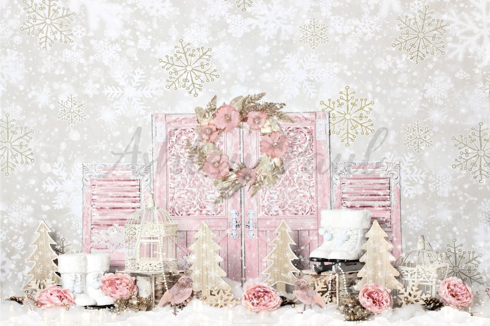Kate Shabby Pink Winter Hintergrund von Ashley Paul - Kate Backdrop.de