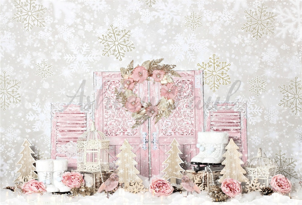 Kate Shabby Pink Winter Hintergrund von Ashley Paul - Kate Backdrop.de