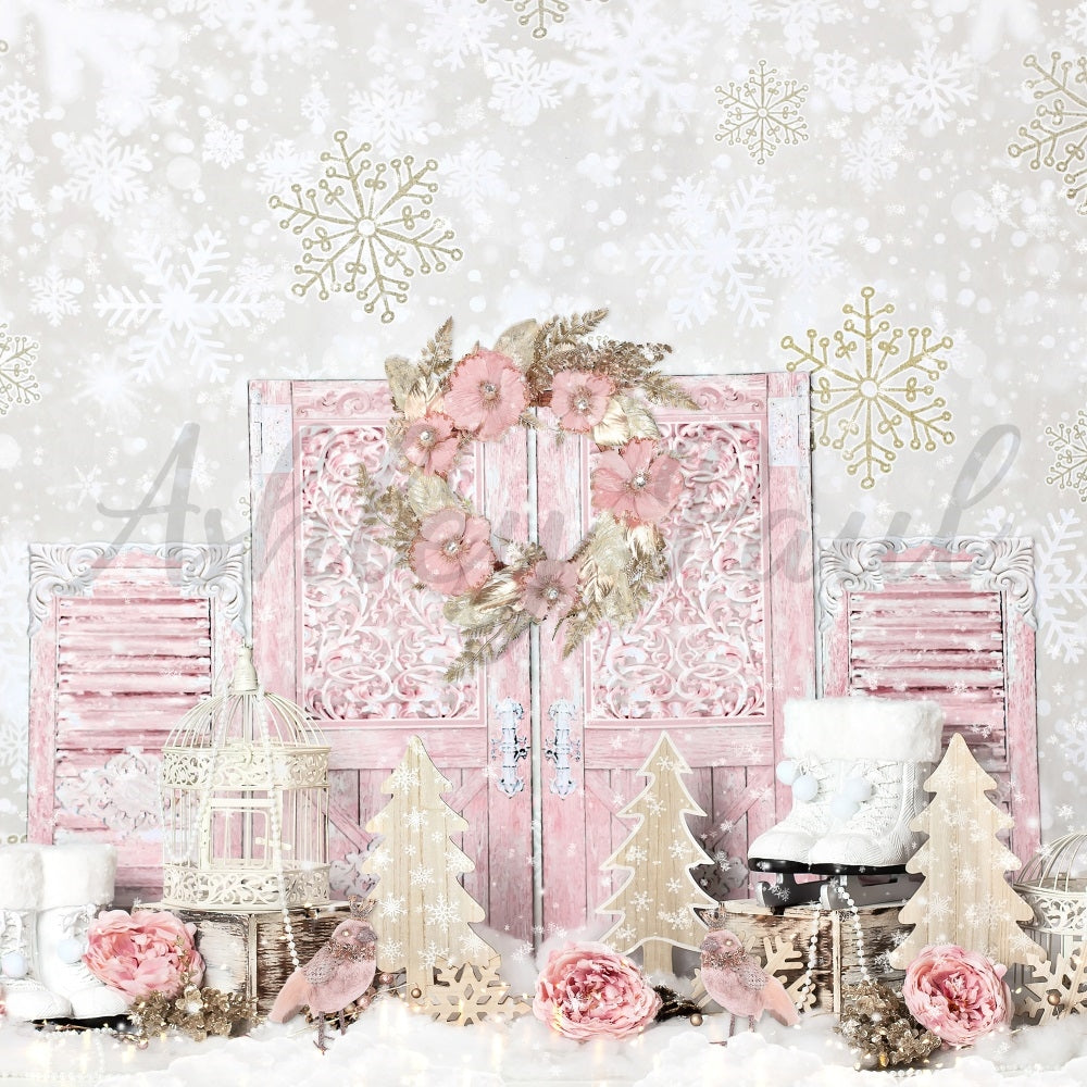 Kate Shabby Pink Winter Hintergrund von Ashley Paul - Kate Backdrop.de