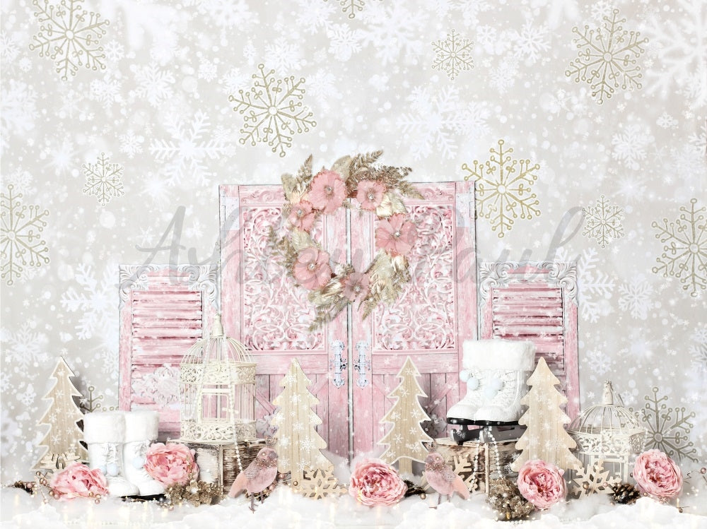 Kate Shabby Pink Winter Hintergrund von Ashley Paul - Kate Backdrop.de