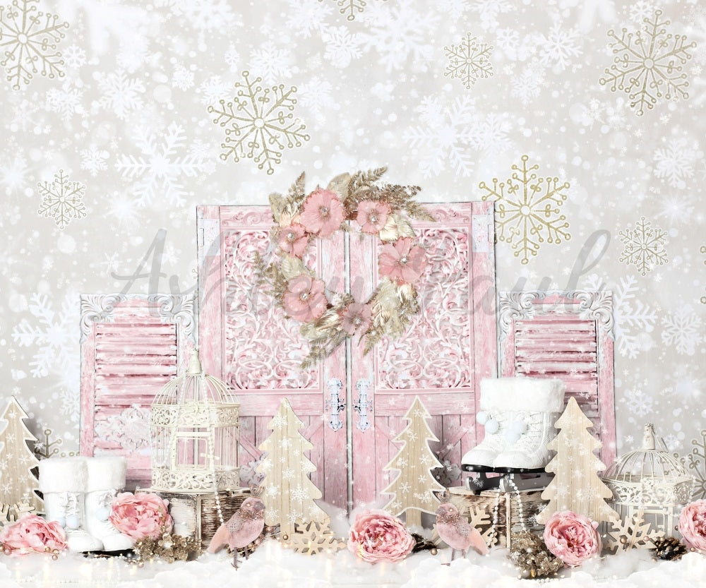 Kate Shabby Pink Winter Hintergrund von Ashley Paul - Kate Backdrop.de