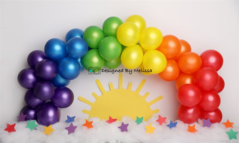 Kate Bunte Regenbogen-Ballons und Sonne Hintergrund von Melissa King