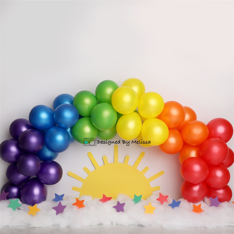 Kate Bunte Regenbogen-Ballons und Sonne Hintergrund von Melissa King