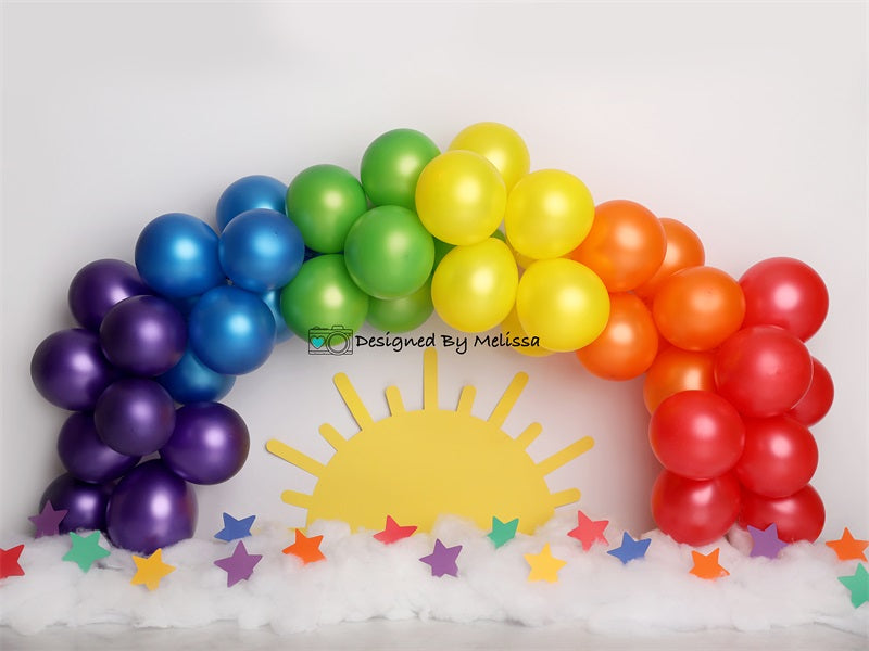 Kate Bunte Regenbogen-Ballons und Sonne Hintergrund von Melissa King