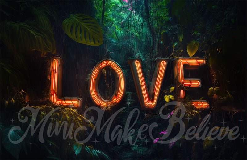 Kate Valentinstag Dschungel Neon Licht Liebe Buchstaben Hintergrund von Mini MakeBelieve