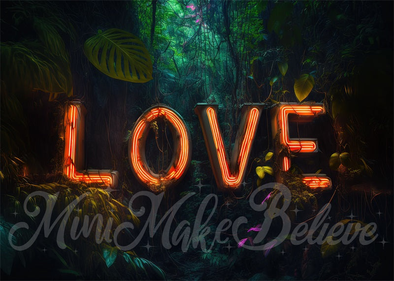 Kate Valentinstag Dschungel Neon Licht Liebe Buchstaben Hintergrund von Mini MakeBelieve