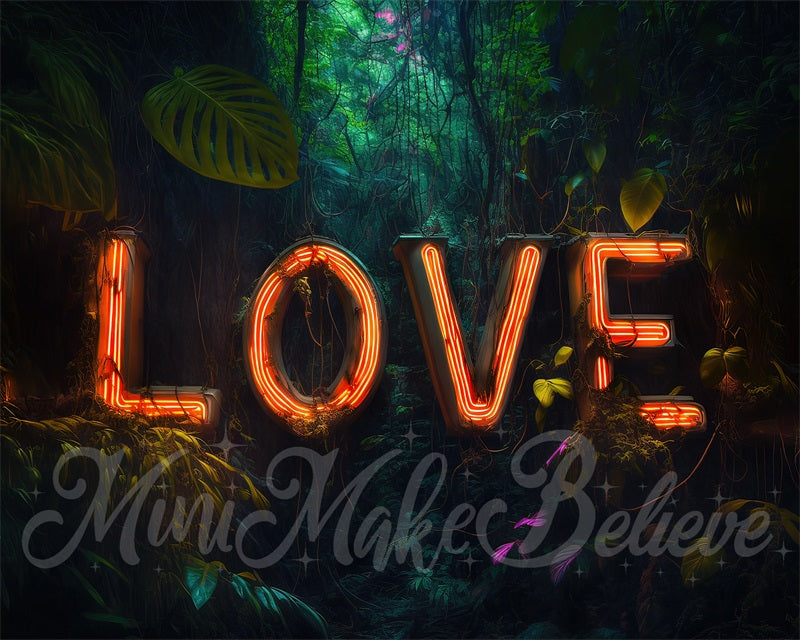 Kate Valentinstag Dschungel Neon Licht Liebe Buchstaben Hintergrund von Mini MakeBelieve