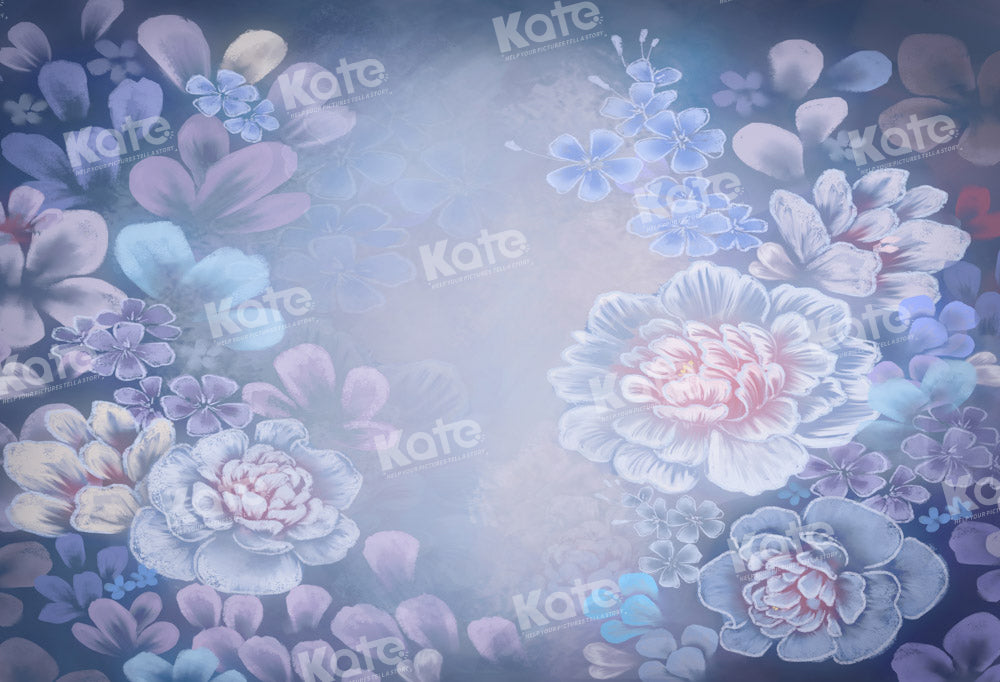 Kate Fine Art Floral Blauer Hintergrund von GQ - Kate Backdrop.de