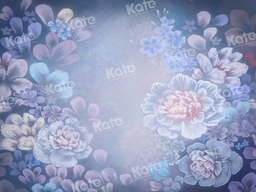 Kate Fine Art Floral Blauer Hintergrund von GQ - Kate Backdrop.de