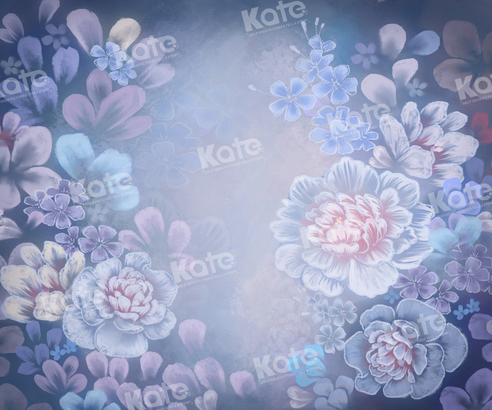 Kate Fine Art Floral Blauer Hintergrund von GQ - Kate Backdrop.de