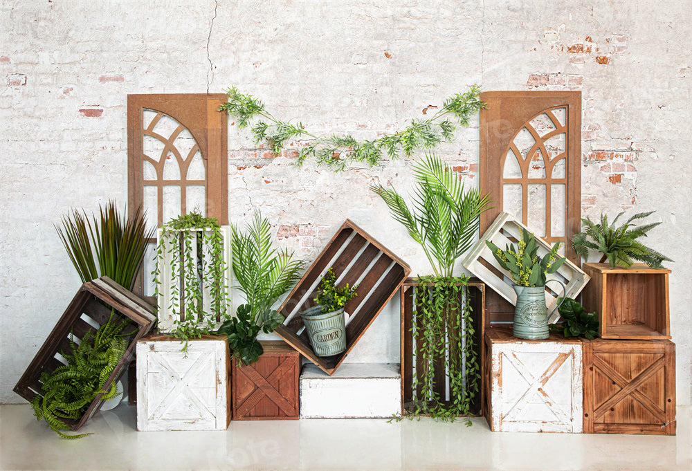 Kate Frühling Pflanzen Backsteinmauer Hintergrund für Fotografie - Kate Backdrop.de