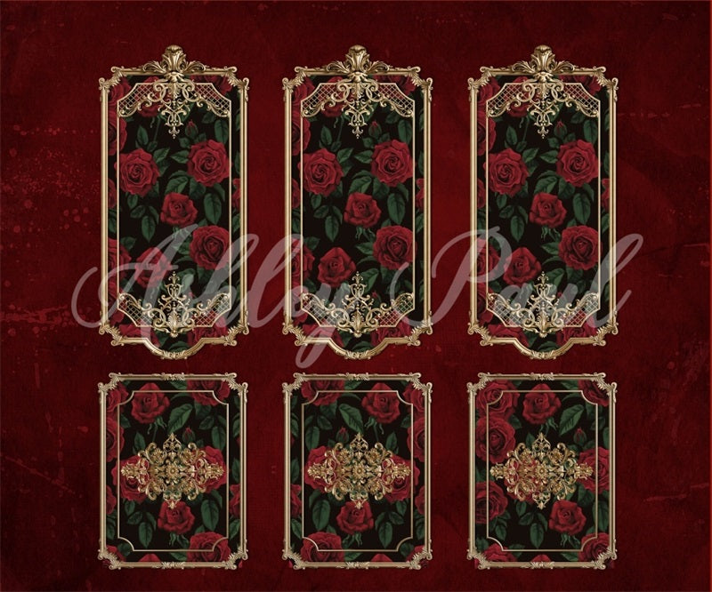 Kate Valentinstag Retro Dunkelrot Wand Rosen Hintergrund von Ashley Paul - Kate Backdrop.de
