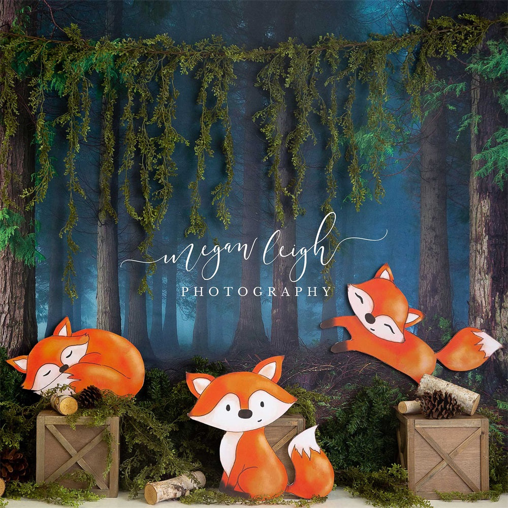 Kate FoxyWoods Wald Hintergrundkulisse von Megan Leigh Photography - Kate Backdrop.de