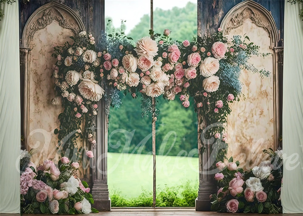 Kate Rosa Rose Floral Außen Hochzeit Wandhintergrund von Mini MakeBelieve - Kate Backdrop.de