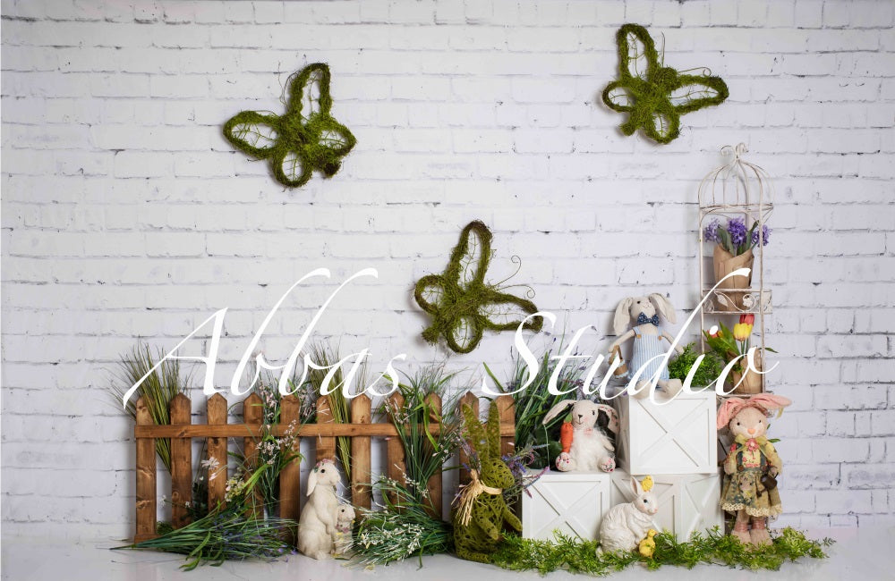 Kate Frühling Ostern eingezäunt Hase Garten Kulisse von Abbas Studio - Kate Backdrop.de