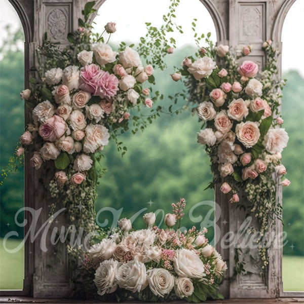 Kate Gemalte Hochzeitstafeln mit Rosen als Hintergrund für den Muttertag im Freien von Mini MakeBelieve - Kate Backdrop.de