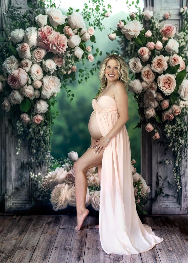 Kate Gemalte Hochzeitstafeln mit Rosen als Hintergrund für den Muttertag im Freien von Mini MakeBelieve - Kate Backdrop.de