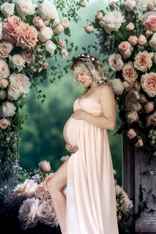 Kate Gemalte Hochzeitstafeln mit Rosen als Hintergrund für den Muttertag im Freien von Mini MakeBelieve - Kate Backdrop.de