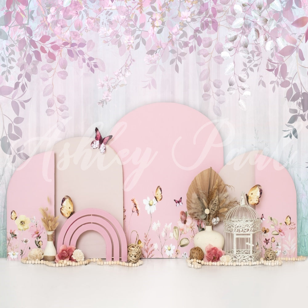 Kate Frühling Buttefly Floral Hintergrund von Ashley Paul - Kate Backdrop.de