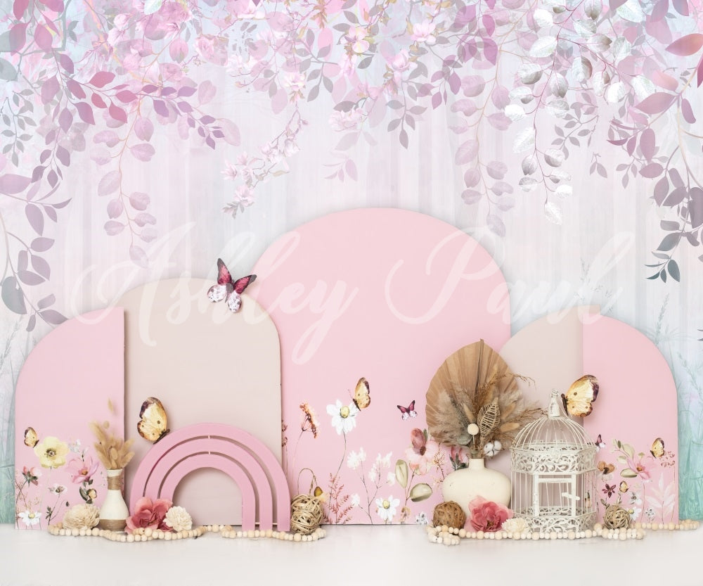 Kate Frühling Buttefly Floral Hintergrund von Ashley Paul - Kate Backdrop.de