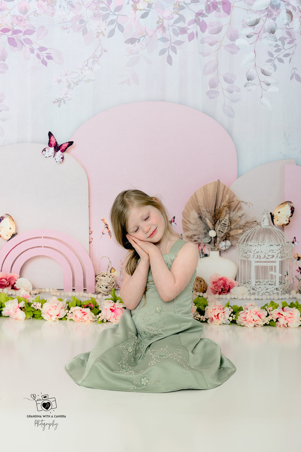 Kate Frühling Buttefly Floral Hintergrund von Ashley Paul - Kate Backdrop.de