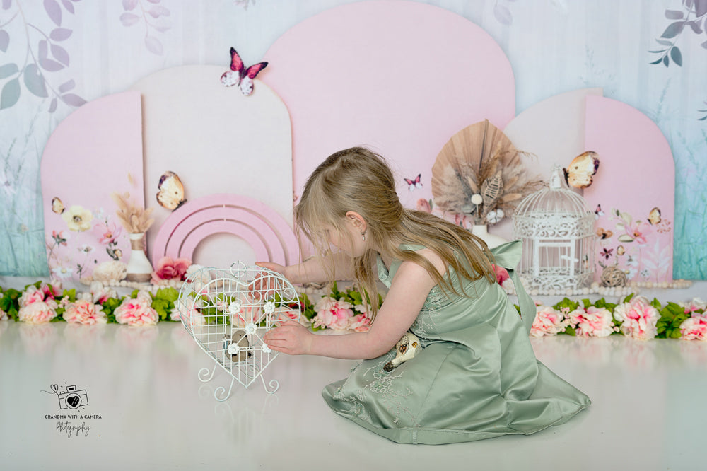 Kate Frühling Buttefly Floral Hintergrund von Ashley Paul - Kate Backdrop.de