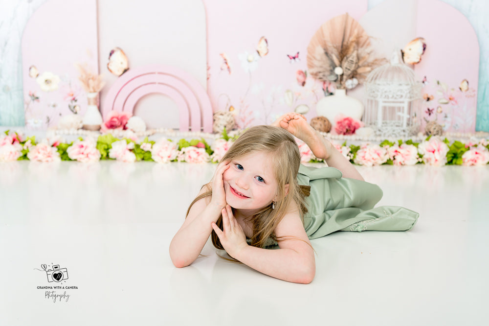 Kate Frühling Buttefly Floral Hintergrund von Ashley Paul - Kate Backdrop.de