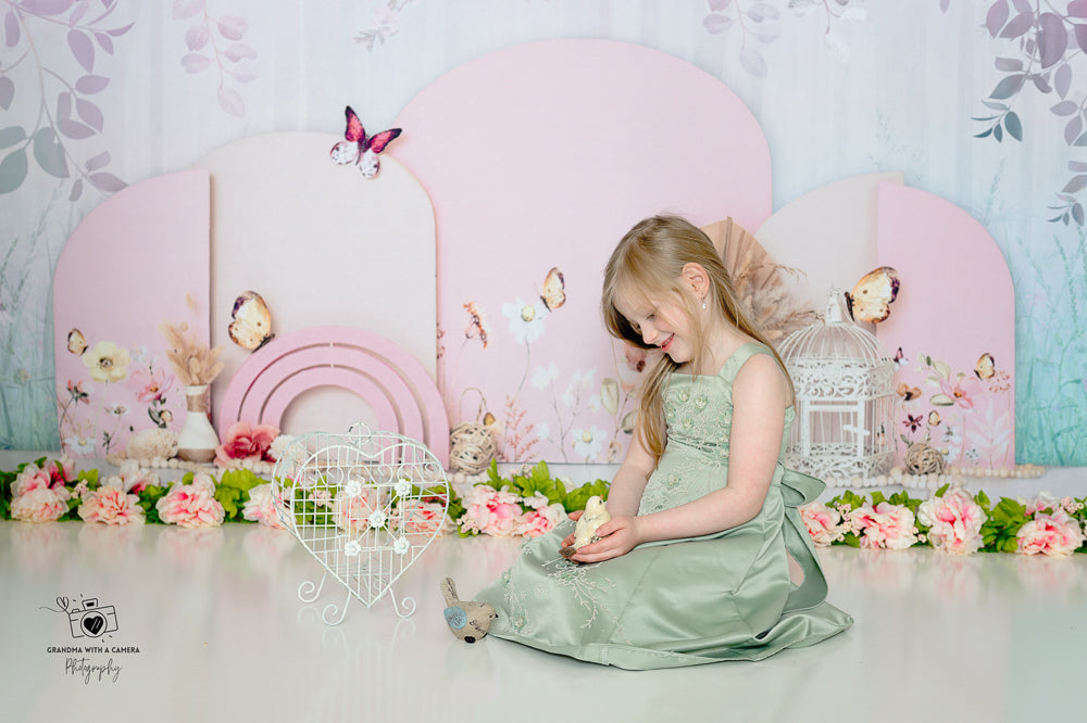 Kate Frühling Buttefly Floral Hintergrund von Ashley Paul - Kate Backdrop.de