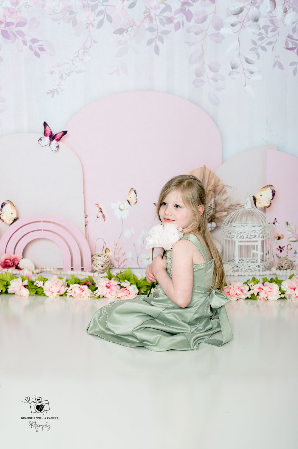 Kate Frühling Buttefly Floral Hintergrund von Ashley Paul - Kate Backdrop.de