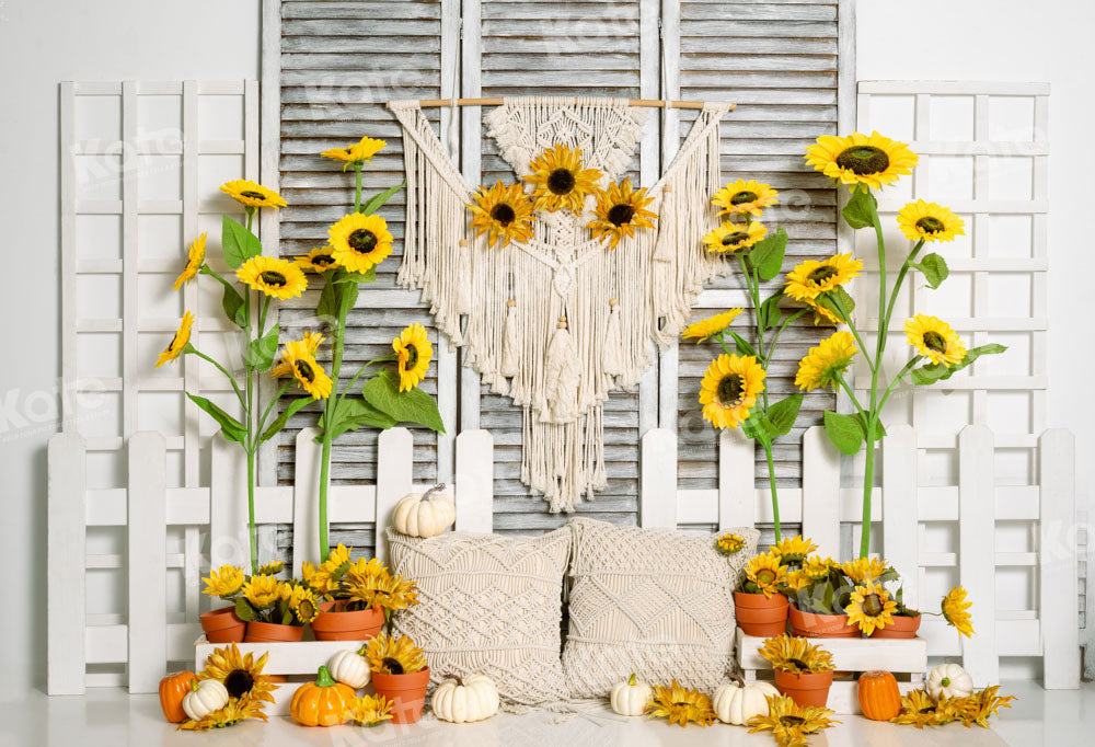 Kate Sommer Boho Sonnenblume Wandteppich Hintergrund von Emetselch