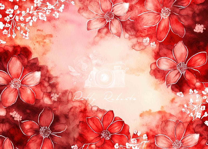 Kate Roter Vintage Blumen Hintergrund von Patty Roberts - Kate Backdrop.de