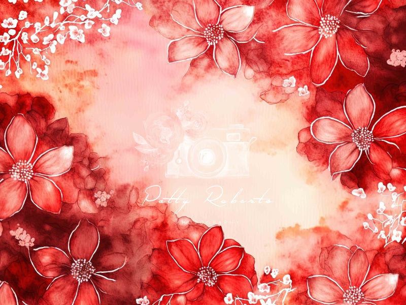 Kate Roter Vintage Blumen Hintergrund von Patty Roberts - Kate Backdrop.de
