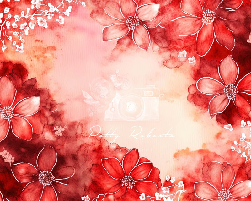 Kate Roter Vintage Blumen Hintergrund von Patty Roberts - Kate Backdrop.de