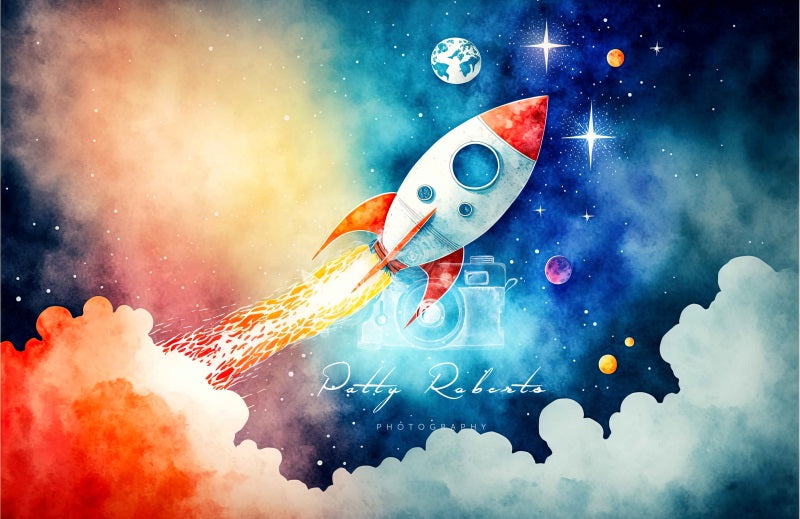 Kate Weltraummission Junge Hintergrund von Patty Roberts - Kate Backdrop.de